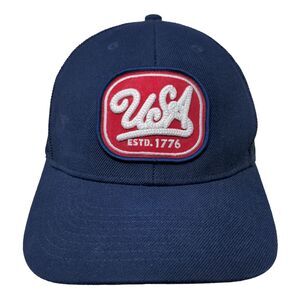USA Estd. 1776 Snapback Mesh Back Trucker Hat Blue One Size Local Crowns